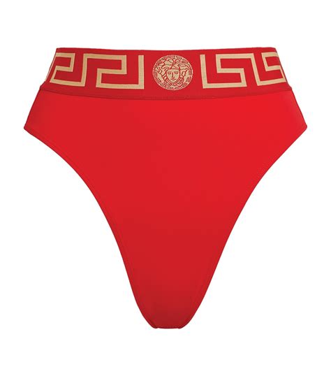 versace red swimsuit|versace high waist bikini bottom.